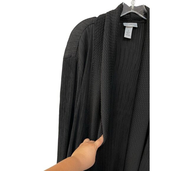 Catherine’s Black Ribbed Open Front Waterfall Knit Basic Cardigan Plus Size 4X - Picture 3 of 6